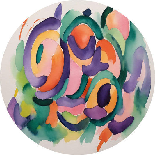 Abstracte Kleurendans in Aquarel aluminium muurcirkel