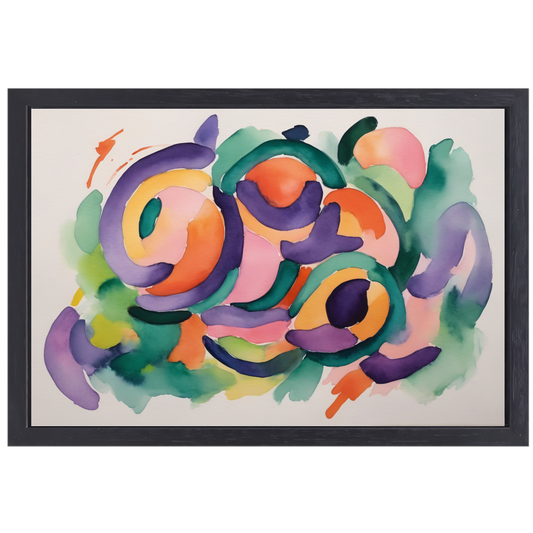 Abstracte Kleurendans in Aquarel canvas met baklijst