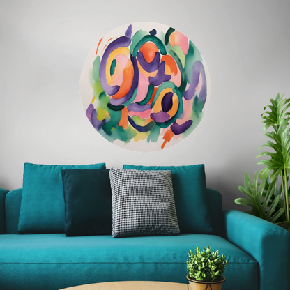 Abstracte Kleurendans in Aquarel aluminium muurcirkel