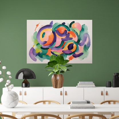 Abstracte Kleurendans in Aquarel poster