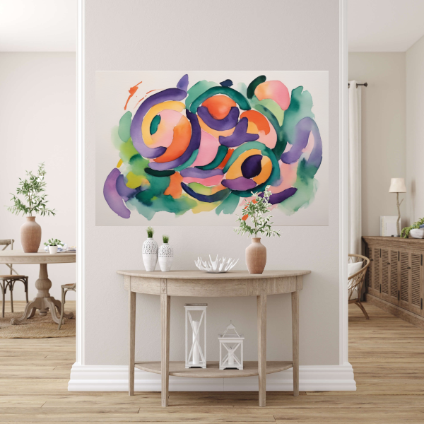 Abstracte Kleurendans in Aquarel poster