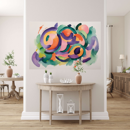 Abstracte Kleurendans in Aquarel poster