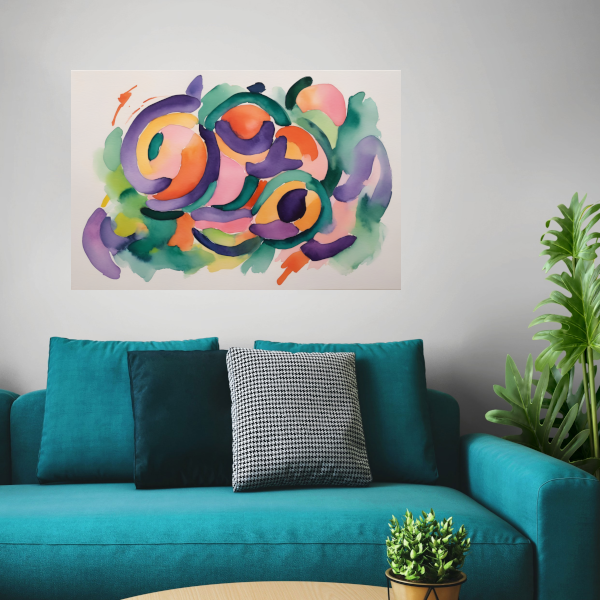 Abstracte Kleurendans in Aquarel poster