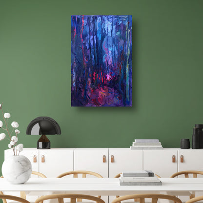 Vibrant Abstract Forest Scene in Rich Colors poster