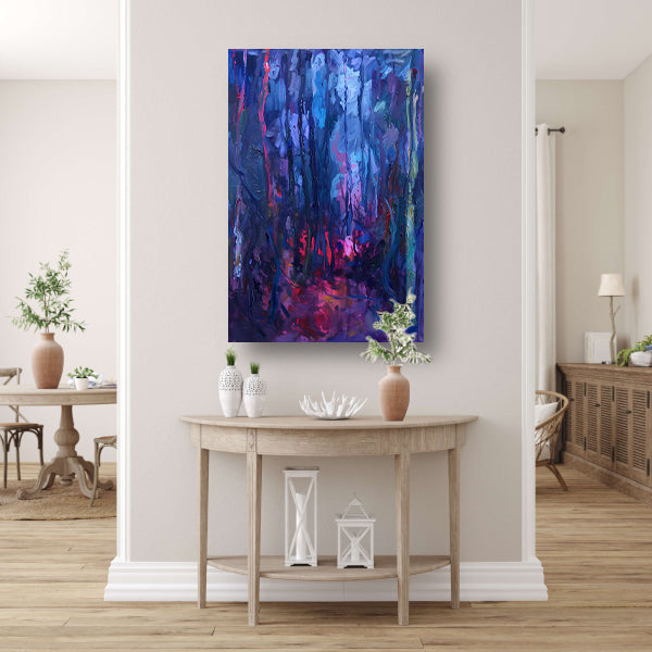 Vibrant Abstract Forest Scene in Rich Colors poster