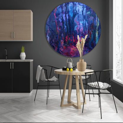 Vibrant Abstract Forest Scene in Rich Colors aluminium muurcirkel