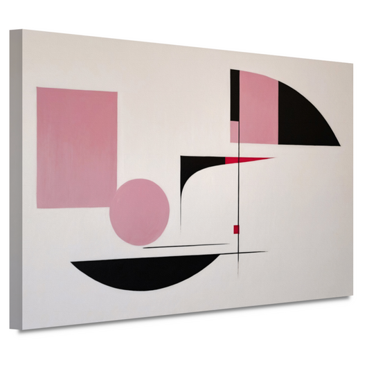 Abstracte geometrische compositie in roze en zwart canvas