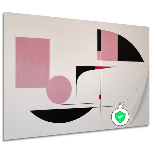 Abstracte geometrische compositie in roze en zwart poster