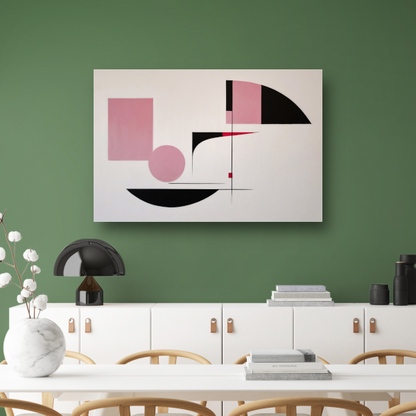 Abstracte geometrische compositie in roze en zwart poster