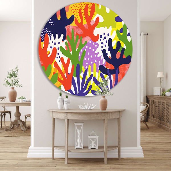 Kleurrijk abstract koraal kunstwerk forex muurcirkel