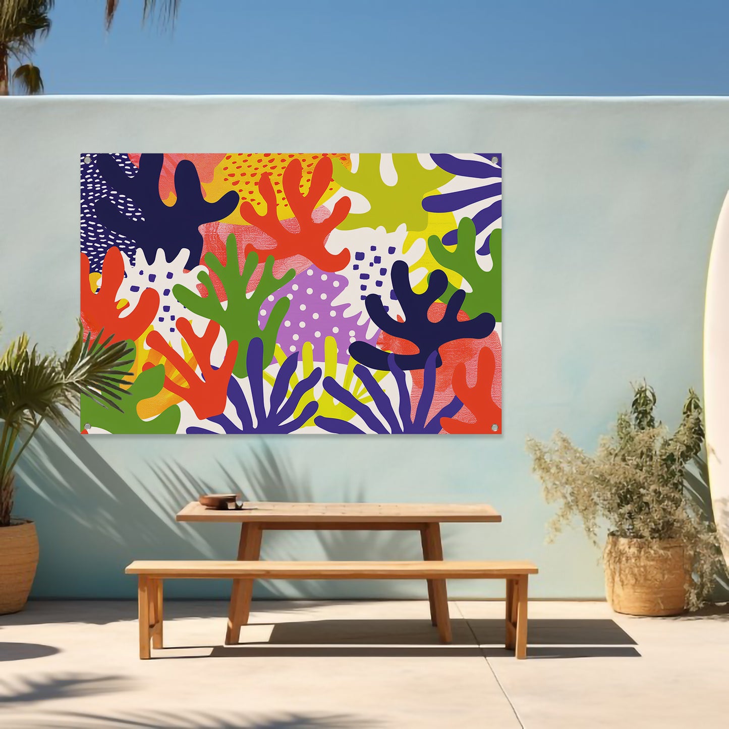 Kleurrijk abstract koraal kunstwerk tuinposter