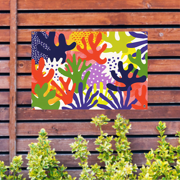 Kleurrijk abstract koraal kunstwerk tuinposter