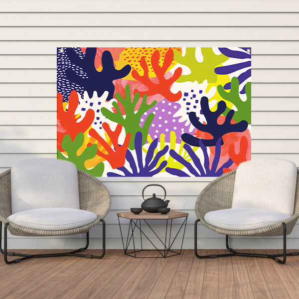 Kleurrijk abstract koraal kunstwerk tuinposter
