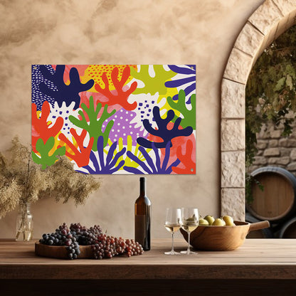 Kleurrijk abstract koraal kunstwerk tuinposter