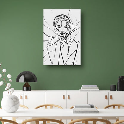 Minimalistische lijnkunst van een elegant vrouwengezicht canvas
