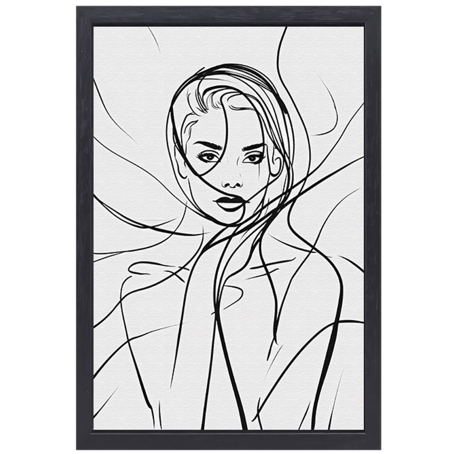 Minimalistische lijnkunst van een elegant vrouwengezicht canvas met baklijst
