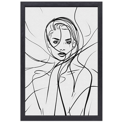 Minimalistische lijnkunst van een elegant vrouwengezicht canvas met baklijst