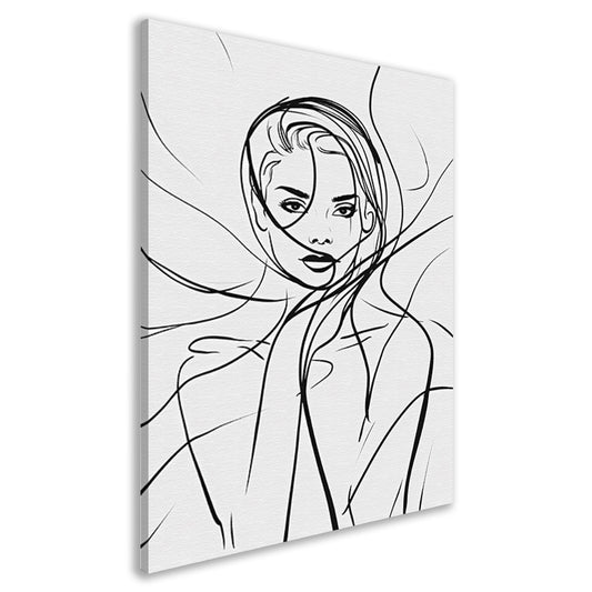 Minimalistische lijnkunst van een elegant vrouwengezicht canvas