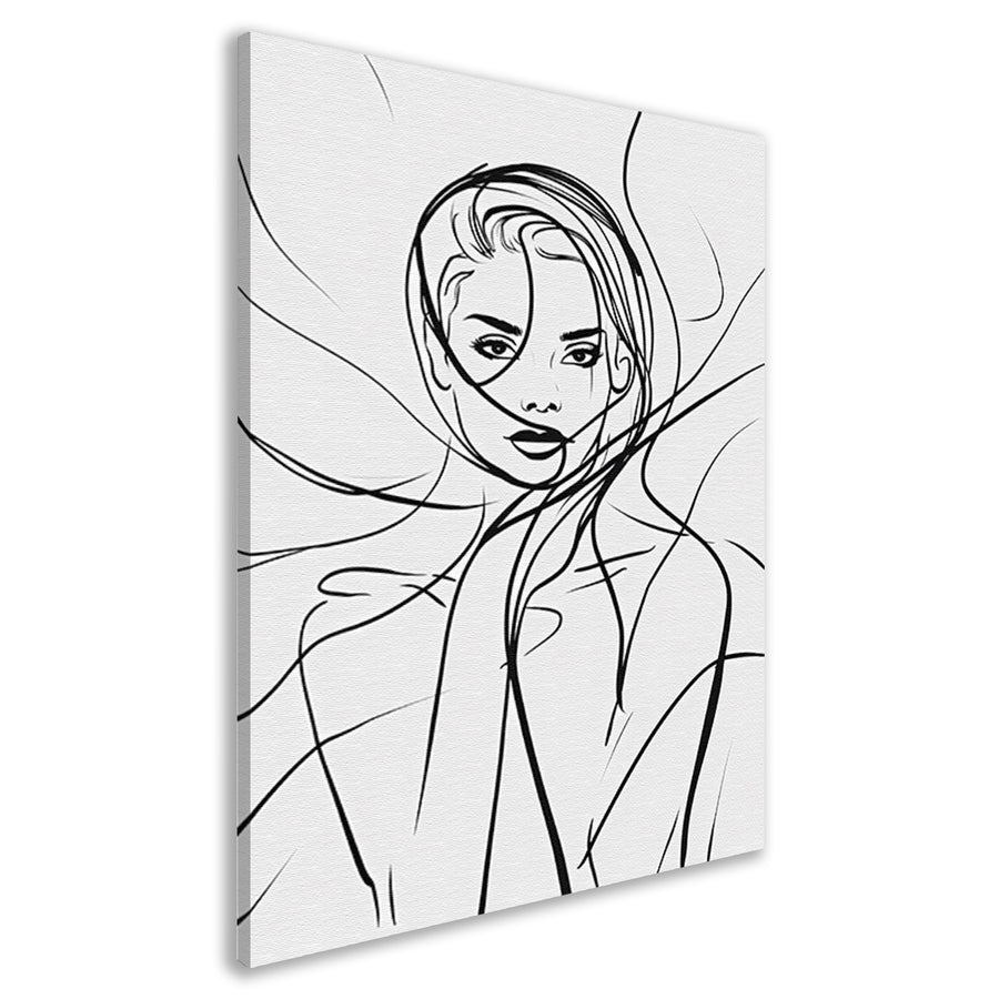 Minimalistische lijnkunst van een elegant vrouwengezicht canvas