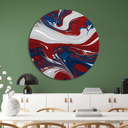Abstracte Golf van Rood, Wit en Blauw forex muurcirkel