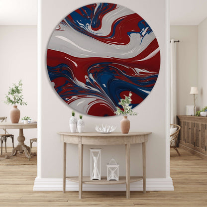 Abstracte Golf van Rood, Wit en Blauw forex muurcirkel