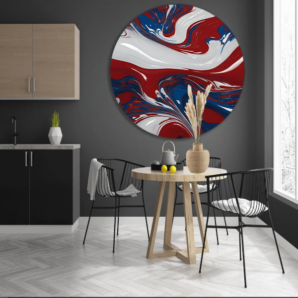 Abstracte Golf van Rood, Wit en Blauw forex muurcirkel