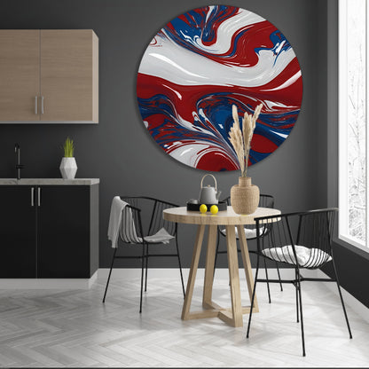 Abstracte Golf van Rood, Wit en Blauw forex muurcirkel