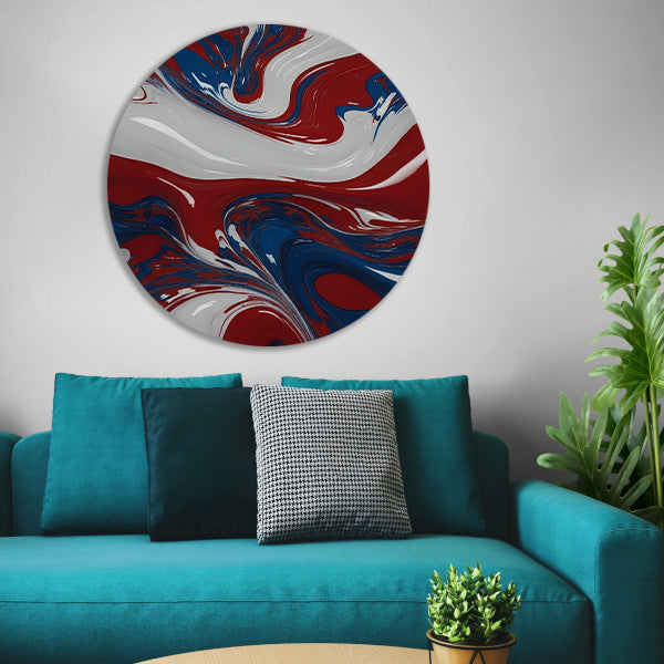 Abstracte Golf van Rood, Wit en Blauw forex muurcirkel