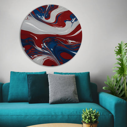 Abstracte Golf van Rood, Wit en Blauw forex muurcirkel