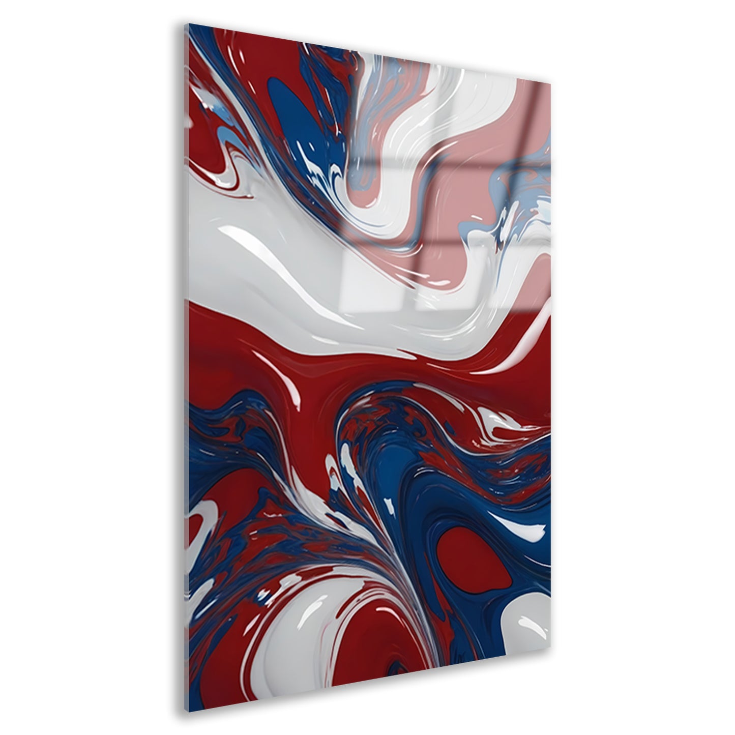 Abstracte Golf van Rood, Wit en Blauw acrylglas