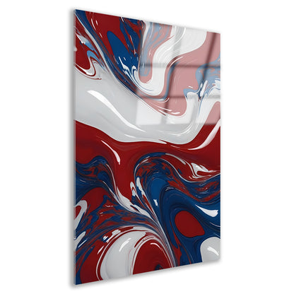 Abstracte Golf van Rood, Wit en Blauw acrylglas