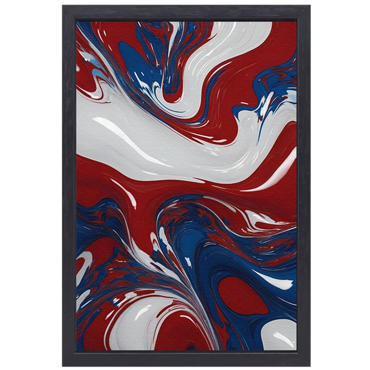 Abstracte Golf van Rood, Wit en Blauw canvas met baklijst