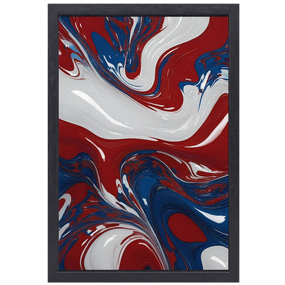 Abstracte Golf van Rood, Wit en Blauw canvas met baklijst