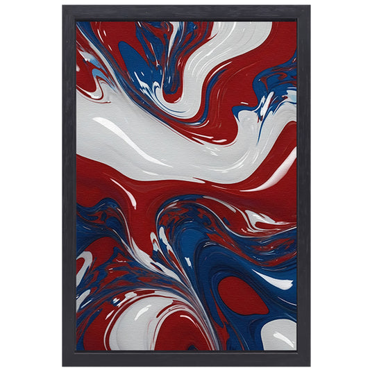 Abstracte Golf van Rood, Wit en Blauw canvas met baklijst
