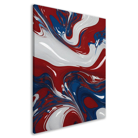 Abstracte Golf van Rood, Wit en Blauw canvas