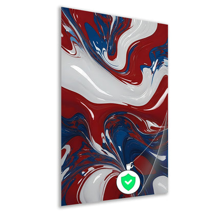 Abstracte Golf van Rood, Wit en Blauw poster