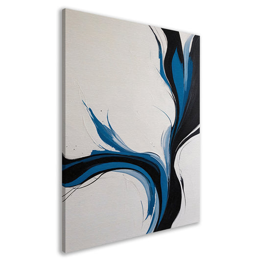 Dynamische Zwarte en Blauwe Abstracte Compositie canvas