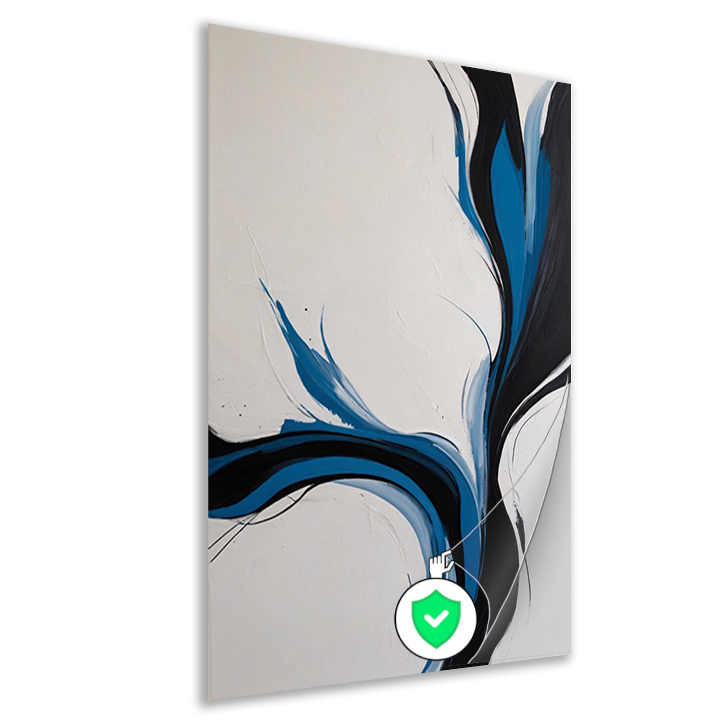 Dynamische Zwarte en Blauwe Abstracte Compositie poster