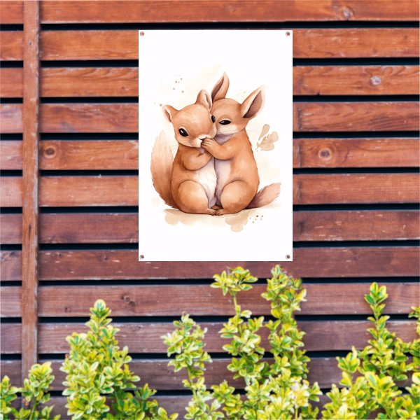 Tedere omhelzing in aquarel tuinposter