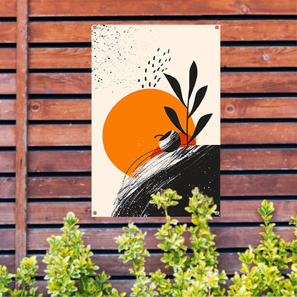 Abstract Plant met Cirkel en Texturen tuinposter