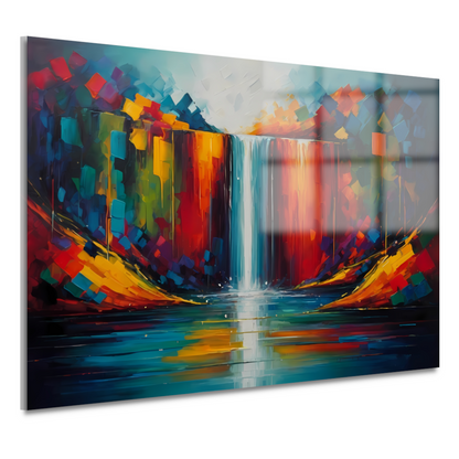 Levendige Geometrische Kleuren Waterval Reflectie acrylglas