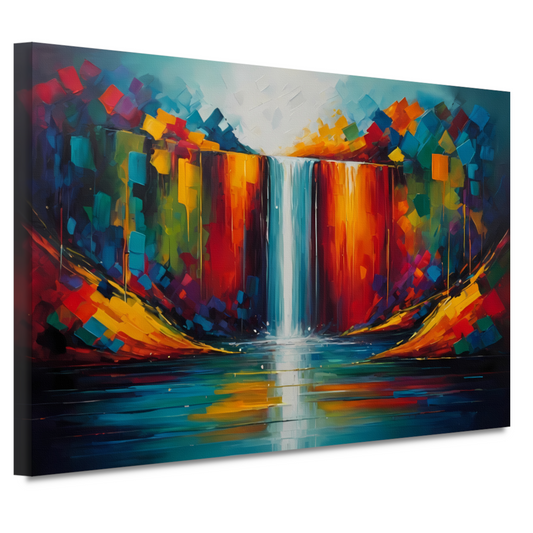 Levendige Geometrische Kleuren Waterval Reflectie canvas