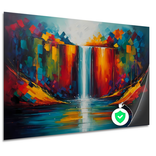 Levendige Geometrische Kleuren Waterval Reflectie poster