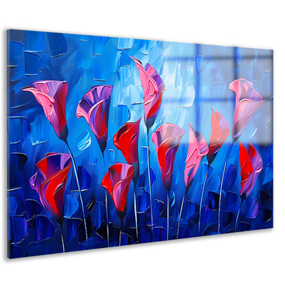 Abstracte bloemen in levendige kleuren schilderij acrylglas