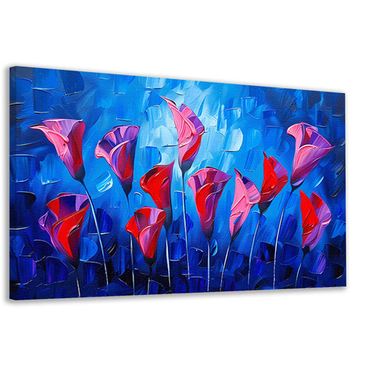 Abstracte bloemen in levendige kleuren schilderij canvas