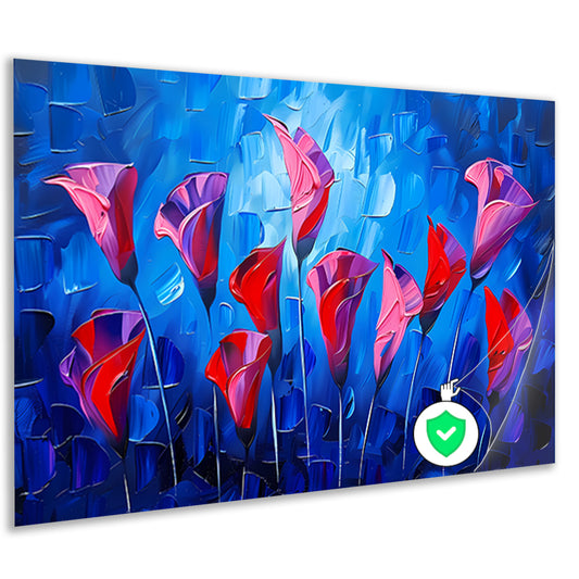 Abstracte bloemen in levendige kleuren schilderij poster