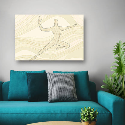 Abstracte dansende figuur met vloeiende lijnen canvas