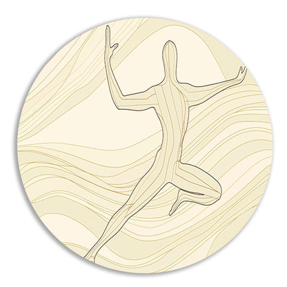 Abstracte dansende figuur met vloeiende lijnen aluminium muurcirkel