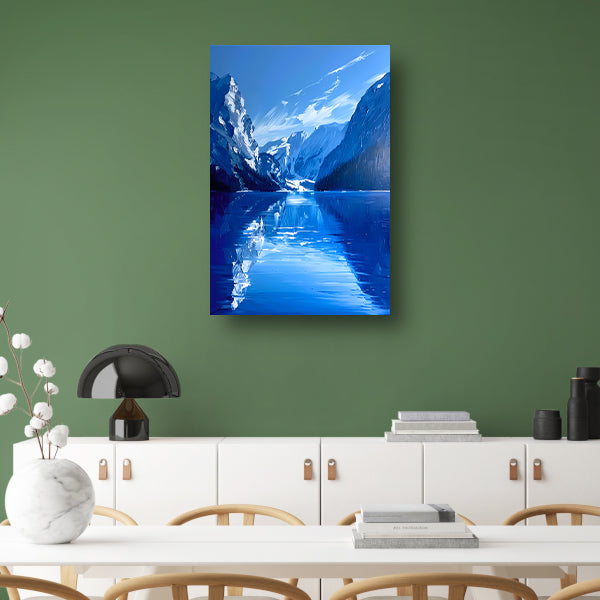 Abstract berglandschap in blauwe tinten poster