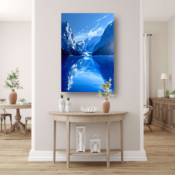 Abstract berglandschap in blauwe tinten poster